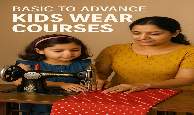 instructor teach a girl how to stitch a kids wear