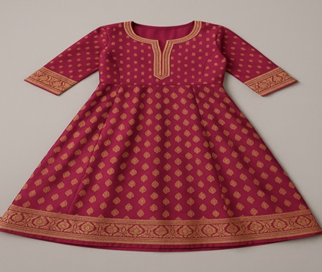 a red colour kurti is displayed