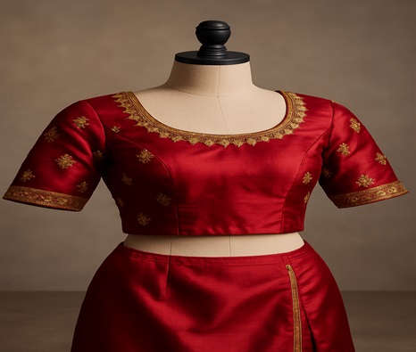 a Mannequin doll with red color blouse
