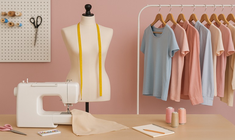 a western wear dresses displayed in class with sewing machine